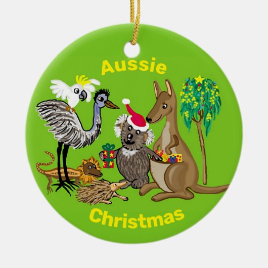 Père Noël en Australie Ornement céramique (Devant)