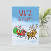 Père Noël En Chemin ! Carte de voeux de Noël (Debout devant)