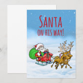 Père Noël En Chemin ! Carte de voeux de Noël (Devant / Derrière)