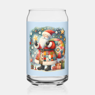 Père Noël en patchwork matelassé avec des étoiles