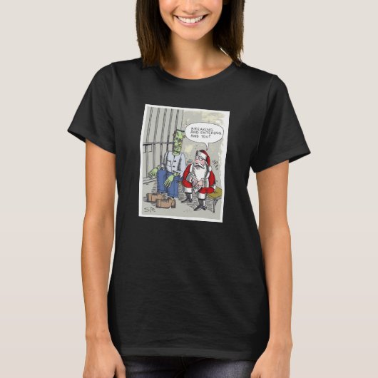 Père Noël En Prison femmes T-shirt noir T-shirt (Devant)