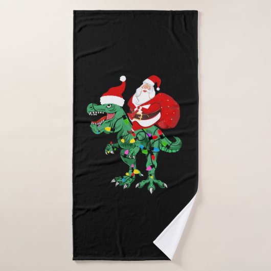père Noël équitation arbre rex (Serviette de bain)