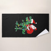 père Noël équitation arbre rex (Serviette de bain)