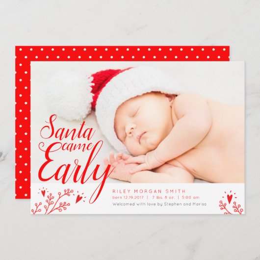 père Noël Est Venu Tôt Nouveau-Né Carte Noël (Devant / Derrière)