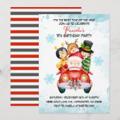 Père Noël et amis Invitation de fête d'anniversair (Devant / Derrière)