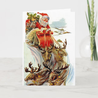 Père Noël et carte de Noël de Sleigh de renne