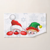 Père Noël et Elf Cute et drôle Caractères Pékin (Serviette à main)
