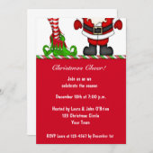 Père Noël et invitation de fête de vacances d'Elf (Devant / Derrière)