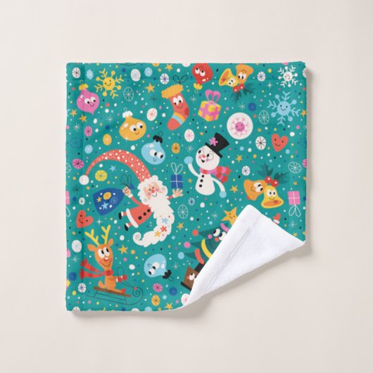 Père Noël et Joyeux amis (Gant de toilette)