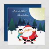 Père Noël et Manchot Fête de Noël invitation (Devant / Derrière)