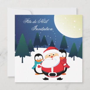 Père Noël et Manchot Fête de Noël invitation