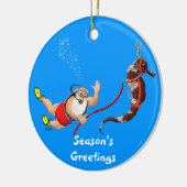 Père Noël et ornement d'hippocampe (bleu) (Gauche)