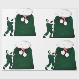 Père Noël et papier d'enveloppement de sac cadeau