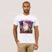 Père Noël et Reindeers Drôle T-shirt de Noël (Devant entier)