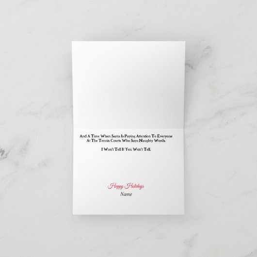 Père Noël et Renne Carte de Noël drôle de tennis (Intérieur)