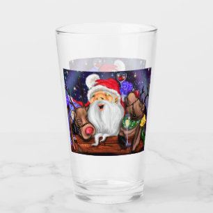 Père Noël et rennes Drôle verre de Noël