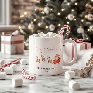 Père Noël et rennes   Mug café de Noël