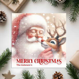Père Noël et Rudolph Puzzle personnalisé Superbe C
