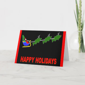 Père Noël et sa carte "de cerfs communs bas"