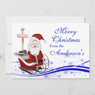 Père Noël et sa carte de voeux de Noël Sleigh