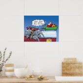 Père Noël et ses éléphants Drôle Cartoon Poster (Cuisine)