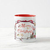 Père Noël et ses elfes Joyeux Noël Mug (Centre)