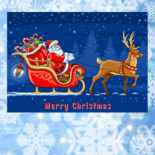 Père Noël et Sleigh Ajouter une carte de Noël magn