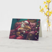 Père Noël et son chiot prennent une carte de Noël  (Fleur jaune)
