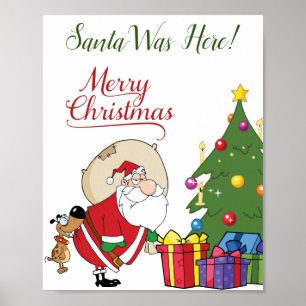 Père Noël Était Ici Joyeux Poster De Noël