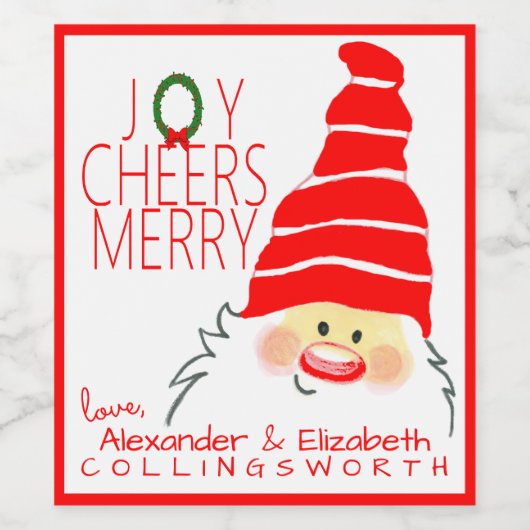 Père Noël Étiquette personnalisé de bouteille de v (Étiquettes simples)