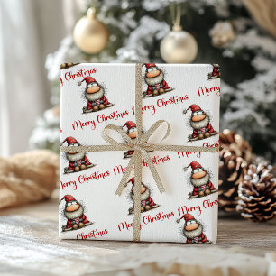Père Noël fantaisie amusant Papier cadeau drôle