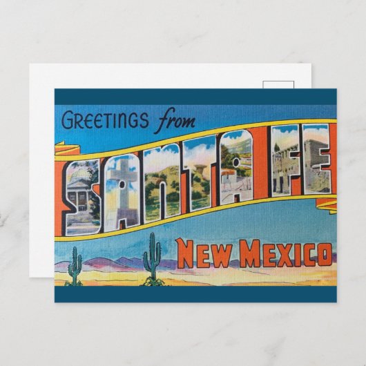 Père Noël Fe, Nouveau-Mexique Carte postale Art Vi (Devant / Derrière)