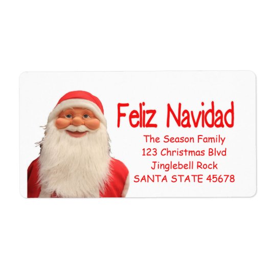 Père Noël Feliz Navidad étiquette de Noël (Devant)
