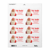 Père Noël Feliz Navidad étiquette de Noël (Feuille entière)