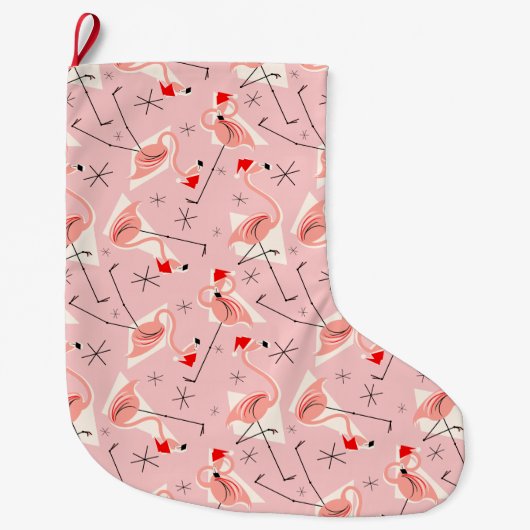 Père Noël flamant rose multicolore chaussette (Devant)