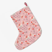Père Noël flamant rose multicolore chaussette (Dos (Accrochage))
