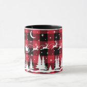 Père Noël Flying Reindeer Red Buffalo Check Mug (Centre)