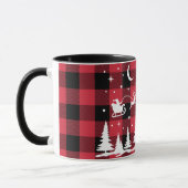 Père Noël Flying Reindeer Red Buffalo Check Mug (Gauche)