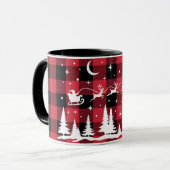 Père Noël Flying Reindeer Red Buffalo Check Mug (Devant gauche)