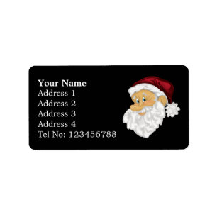 Père Noël font face aux étiquettes de adresse (