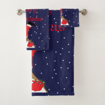 Père Noël fou a collé dans l'ensemble de serviette