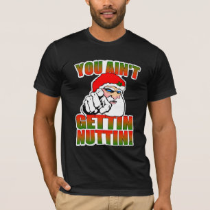 Père Noël fou sur le T-shirt foncé