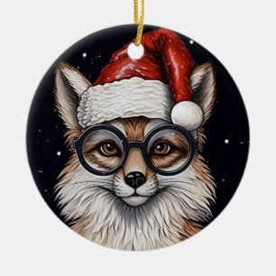 Père Noël Fox avec lunettes Ornement