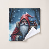 Père Noël Frostbite et son elfe de malice. (Gant de toilette)