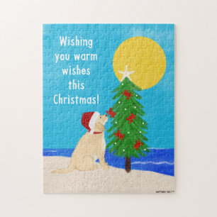 Père Noël Golden Dog Christmas Tree sur le puzzle