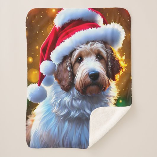 Père Noël Goldendoodle, jolie couverture de chien  (Devant)