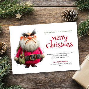 Père Noël grincheux fantaisiste carte de vœux de v