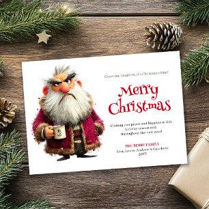 Père Noël grognon humouristique carte de Noël modi