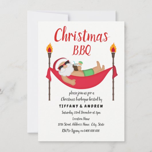Père Noël Hammock Été Noël Barbeque Invitation bar (Devant)