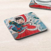 Père Noël Helper Noël Dessous de verre en plastiqu (Côté gauche)